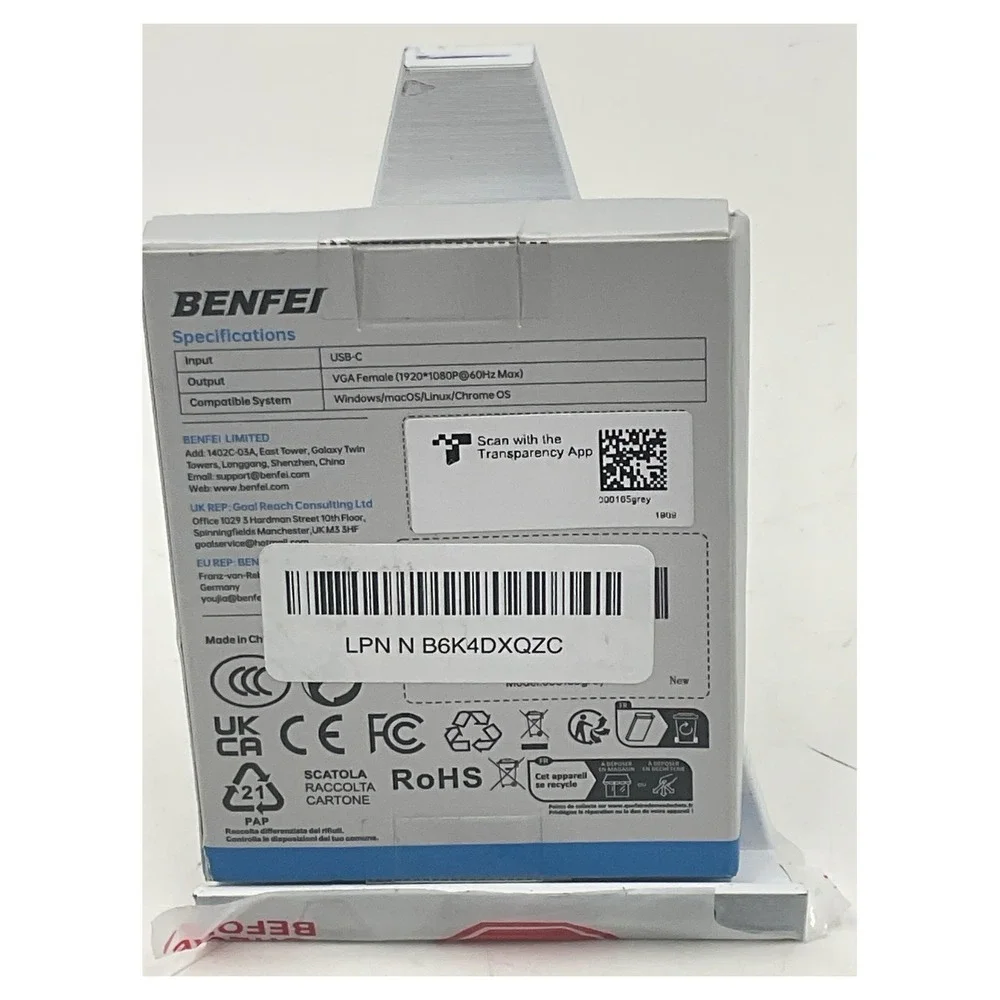 BENFEI USB-C to VGA Adapter 1080p Full HD Aluminum Shell 000165grey Gray